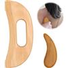 TMZELOA Gua Sha - Massaggiatore in legno, set per drenaggio linfatico, pietra Gua Sha e strumento per massaggio, set da 2 pezzi, per viso e corpo, Guasha per drenaggio linfatico e relax