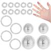 NYTGAH Set Skills Borderline con 4 palline a forma di riccio con diametro di 32 mm e 47 mm, 10 anelli per agopressione e 4 braccialetti per agopressione, può massaggiare schiena, mani e gambe (argento)