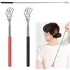 THKO Manina Grattaschiena, 2pcs Mano Grattaschiena Allungabile Testa in Acciaio Inox Estensibile Back Scratcher Manico Coperto in Pvc Massaggia Testa Portatile Massaggiatore Prurito Schiena Testa