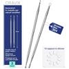 ORAVIX Escavatore per Rimozione Calcoli Tonsillari - Set di 2 Unità (18 cm), Rimedio Alito Cattivo, Pulisci Tonsille, Strumento in Metallo Rimuovi Tonsilloliti con 10 Punte in Silicone
