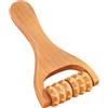 IGTOPS Rullo massaggiante in legno, rullo massaggiante con manico, rullo per massaggiare tutto il corpo, collo, gambe, schiena, spalle, piedi, mano (A)