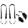 BDSMAGE Set BDSM,Clitorial Labia Clamps con Cinghie Divaricatori Regolabile + Capezzoli Pinze con Piume,Clip Vaginale Seno Morsetti Sex Toys Fetish Sesso Torture Restrizioni per donne