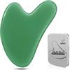 GUKOY Gua Sha, Strumento per Massaggi Guasha, Pietra di Giada, per la Cura del Viso, Allevia le Rughe e il Trattamento del Gonfiore Degli Occhi, Spa per la Schiena, con Scatola (Verde)