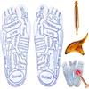 DAKLUNAR Reflexology Socks English - Calzini per agopressione per piedi, con zone riflesse, per digitopressione, con strumento per massaggio riflessologico, con Acupressure Pen Foot Massage Socks