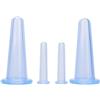 Pchnfei Set di coppettazione facciale in silicone blu, 4 pezzi, anti cellulite, coppette sottovuoto per massaggio viso e occhi, strumenti per massaggi, prodotti per la salute (2 piccoli + 2 grandi)