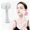 Generic Confezione da 2 spazzole per il viso 2 in 1, esfoliante manuale per la pulizia del viso, spazzola per la pulizia del viso con impugnatura, setole laterali in silicone e morbide, massaggiatore per la