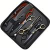 Generic Set di forbici professionali da parrucchiere, 9 pezzi, kit di forbici da barbiere da 15,2 cm, con forbici per sfoltire, pettine e custodia da viaggio, per adulti, saloni e toelettatura degli animali