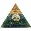 AB India Crafts Piramide di orgonite con vere pietre preziose, armonizzazione energetica con pietre curative, spirale in rame, albero della vita, protezione energetica, fortuna, armonia (avventurina verde (verde), 6