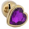 QIJIHE Golden Butt Plug con cristallo a forma di cuore Bump, Anal Plug Set (Small-28mm, Mid-34mm, Large-40mm) Buttplug Metal Anali Plug Giocattoli del sesso per le donne Uomini (viola, S)