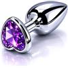 FITCUP - Butt plug per principiante (Ø 40 mm), cuneo anale in acciaio inossidabile con cristallo violetto