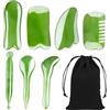 APOMOONS Gua Sha - Set di 7 attrezzi da massaggio per agopressione per il viso, massaggiatore per la testa, massaggiatore fasciale, agopressione, set per massaggio in resina, accessori per massaggio