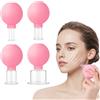 JurciCat 4 coppette massaggio Con ventosa in silicone Set coppettazione massaggio Per il viso contro rughe tensioni e dolori(Rosa)