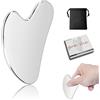 Yikki Gua Sha Viso Acciaio, Guasha Massaggiatore | Strumento Raschietto per Massaggio Linfodrenante in Metallo per Viso, Occhi, Collo, Corpo