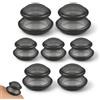 TOATELU Coppette in silicone, 7 coppette in silicone, anti-cellulite, in vetro flessibile, 3 diverse dimensioni, allevia il dolore e le articolazioni, per tutto il corpo, nero