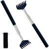 JRSHIRLEYLTD 2 Pezzi Nero Grattacieli Schiena in acciaio inox con Bouquet peluche,Grattaschiena Tirabile 20 cm a 68 cm,Anti-prurito Scratcher Posteriore Estensibile Portatile,per Schiena