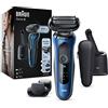 Braun Series 6, Rasoio Elettrico Barba, Rifinitore di precisione, Custodia da Viaggio, Rasatura Ottimale Ogni Giorno, Lame Flessibili, Uso a Secco o Sotto Acqua, Idea Regalo, 60-B7500cc Blue