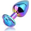 Roluck Plug Anali in Metallo Plug Anale Set Di Trainer Anale Lusso Colorato Cuore Forma Gioiello Anale Giocattoli Del Sesso per Le Donne Uomini Coppie (Azzurro, M)