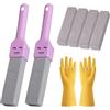 Huangyihan 6 pietre pomice per la pulizia del WC con manico e guanti - resistente anticalcare per bagno, piscina, cucina, grill