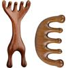 Heyumybit Spazzola Massaggiante in Legno per Cuoio Capelluto,2 Pettine per Massaggio Alla Testa,Pettine Denti Larghi in Legno,Massaggiatore Meridiano per la Cura Della Testa,Relax