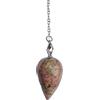Pandiui23 Pendolo Divinatorio con Rodonite a goccia d'acqua pendolo di radiestesia, pendolo pietra naturale, pendolo di cristallo vintage per radiestesia, pendolo Chakra Reiki Indovinazione (Rodonite)