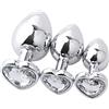 SXOVO Large Medium Small Plug Anale Set Metal Butt Toy Anal Trainer Crystal Butt Plug Kit SM Plug Anali per Adulti Donna Uomo (Bianco)