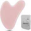 GUKOY Gua Sha, Strumento per Massaggi Guasha, Pietra di Giada, per la Cura del Viso, Allevia le Rughe e il Trattamento del Gonfiore Degli Occhi, Spa per la Schiena, con Scatola (Rosa)