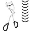 KLIHN® - Piegaciglia rosa e oro incl. 8 cuscinetti in gomma di ricambio. Piegaciglia professionale in acciaio al carbonio di alta qualità (Argento)