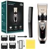 GYOUFU Tagliacapelli per uomo Kit per tagliare i capelli Trimmer per barba elettrico ricaricabile Rasoio per barba senza fili per cani da compagnia Baby Kids con pettini guida (Oro B1)