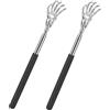 zoerbufan 2 Pezzi Grattaschiena Telescopico, Schiena Grattaschiena Portatile Allungabile, Grattaschiena Massaggiatore, Manico Telescopico in Acciaio Inox per Ragazzi e Ragazze