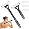 BUERPINKING Crema per la schiena 46,5 cm / 18,3 pollici, applicatore crema sulla schiena con 3 ruote intercambiabili, aiuto alla crema per la schiena con manico estraibile e pieghevole, per protezione solare