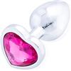 Future of your pleasure Sensual FOPS Plug Anale Nievole Metallo Diamante Rosa 7 cm ⌀2,7 cm Acciaio Inossidabile - Butt Plug Forma Cuore Dilatatore Anale per Donne Principianti Stimolazione Elegante e Sicura A20-3