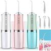 BAAQII Irrigatore orale elettrico da 220 ml, senza fili, ricaricabile tramite USB, con 4 ugelli e 3 modalità di pressione, pulizia e sbiancamento dei denti, 4 punte a getto, IPX7, impermeabile, per la