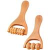 LLGSDLL 2 pezzi rullo massaggiatore per legno trigger point rullo corpo rullo viso con manico gambe, massaggiatore viso mani massaggio corpo viso collo anti-cellulite per strumento di massaggio Scraping Gua