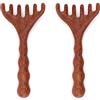 BOXOB 2 Pezzi Massaggiatore Cuoio Capelluto Legno, 14,4x6,8cm Massaggiatore Portatile per Capelluto in Corno di Cervo Pettine a Sei Denti Manico Lungo Legno Crescita Dei Strumenti Rilassamento (Marrone)