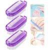 Generic Spazzola per unghie per la pulizia delle unghie delle mani e delle mani, spazzola a due lati, setole morbide e rigide, scrubber per unghie e dita dei piedi (viola, 3 pezzi)