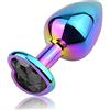 Roluck Plug Anali in Metallo Plug Anale Set Di Trainer Anale Lusso Colorato Cuore Forma Gioiello Anale Giocattoli Del Sesso per Le Donne Uomini Coppie (Nero, M)