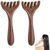 Funngy Pettine da Massaggio,2 PCS Massaggiatore in Legno per Cuoio Capelluto Testa e Collo Strumento Gua Sha Rilassante per Viso e Occhi Pettine Meridiano con Manico Lungo