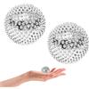 WANGENPING Sliver - Set di 2 palline per riccio da 32 mm, in metallo, per alleviare lo stress e le mani, per schiena, gambe, piedi e mani