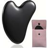YANKUIRUI Gua Sha pietra naturale a forma di cuore, strumento per massaggio del viso, quarzo rosa, regalo per la festa della donna, agopuntura, terapia, punto trigger anti-invecchiamento (nero)