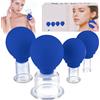 YYTECH Set di 4 coppette con sfera di aspirazione in silicone, per massaggiare il viso, disintossicazione contro tensioni, rughe e cellulite, per ogni parte del corpo (blu)