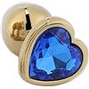 QIJIHE Golden Butt Plug con cristallo a forma di cuore Bump, Anal Plug Set (Small-28mm, Mid-34mm, Large-40mm) Buttplug Metal Anali Plug Giocattoli del sesso per le donne Uomini (blu, L)