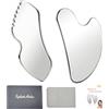 InfiniteRelax Set di 2 strumenti per il viso Gua Sha in acciaio inossidabile, pettine in metallo per la cura della pelle, corpo e viso, gua sha, per rassodare il drenaggio linfatico della pelle