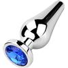 Roluck Kit Plug Anale con Set di Impulsi Piccolo Medio Grande, Kit Buttplug in Metallo con Meravigliosi Colori e Diamante, Fetish (Blu, L)