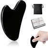 Yikki Gua Sha Viso Acciaio, Guasha Massaggiatore, Strumento Raschietto per Massaggio Linfodrenante in Metallo per Viso, Occhi, Collo, Corpo (Nero)