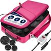 SereneLife Pietre per Massaggio Hot Stone con Scaldapietre, Rosa | Kit Massaggio Basalto 12 Pietre | Custodia Portatile 220-230V | Controllo Digitale Tempo e Temperatura