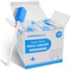 ARGOMAX - Tamponi orali usa e getta, tamponi in spugna dentale sterili non aromatizzati per la pulizia della bocca e delle gengive, a forma di dente di sega, blu, 100 pezzi.