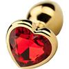 QIJIHE Golden Butt Plug con cristallo a forma di cuore Bump, Anal Plug Set (Small-28mm, Mid-34mm, Large-40mm) Buttplug Metal Butt Plug Giocattoli del sesso per le donne Uomini (Rosso, L)