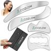 Cozlow - Set di raschietti muscolari 4 in 1 in acciaio inossidabile - Strumenti per massaggio raschiante per il corpo per terapia IASTM - Massaggiatore Gua Sha per tessuti profondi