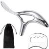 GAOUTO Massaggiatore a punto trigger: pratico pulsante per il punto trigger, pietra Gua Sha in acciaio inox con impugnatura ergonomica, per collo, spalle, schiena, viso e corpo, tensioni dal collo ai