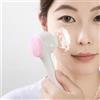 Generic Spazzola per la pulizia del viso a doppia testa in morbido silicone per uso domestico, scrub manuale per pulizia profonda (rosa)